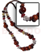 Resin - Glass Beads Necklaces 2-3mm Coco Heishe Nat. Brown W/ Resin Nugget, Hammershell Sq. Cut And 12mm Round Bayong Wood Beads Combi / 20 In.