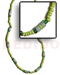 Resin - Glass Beads Necklaces 2-3mm Neon Green W/ 4-5mm Coco Heishe Light Blue Combi Coco Pokalet/glass Beads
