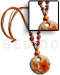 Wooden Necklace 60mm Round Polished Handpainted Nat. Wood In 4 Rows Wax Cord W/ Buri & Wood Beads Accent