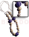 Wooden Necklace 20mm Lilac Wrapped Wood Beads In Lilac W/ 15mm Round/buffed And Diced Bleached Wood Beads , Pearl Combi In Wax Cord / 28 In
