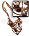 Wooden Necklace 5 Rows Graduated Multilayered Golden Brown Glass Beads W/ Wrapped And Buffed Bleached Wood Beads Accent / 32 In