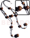 Wooden Necklace Dangling 20mm / 25mm Round Mocca Marbled Wood Beads In Leather Thong / 36 In