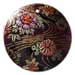 Coco Pendants Round 40mm Blacktab W/ Handpainted Design - Floral / Embossed