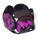 Coco Bangles 50mm Round Black Resin ( 6mm Thickness ) W/ Laminated Crushed Lavender Capiz Shells Elastic Bangle