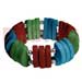 Wooden Bangles Natural White Wood Maroon/blue/green Combi Elastic Bangle