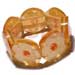 Wooden Bangles 30mm Round Bright Orange Clear Resin ( 7mm Thickness ) W/ Laminated Capiz Shell Flower Elastic Bangle / Dark Orange Capiz Nectar Accent