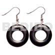 Bone Earrings Horn Earrings Dangling 35mm Ring Black Horn