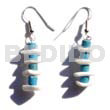 Coco Earrings Dangling 7-8mm Aqua Blue Coco Heishe W/ White Rose Alt.