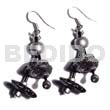 Coco Earrings Dangling Double Row Black Coco Chips In Silver Metallic Splashing