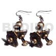 Coco Earrings Dangling Double Row Black Coco Chips In Gold Metallic Splashing