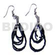 Glass Beads Earrings Dangling Looped Black Cut Beads