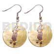 Hand Painted Earrings 35mm Round Mop W/ Embossed Hula Girl Handpainted Design