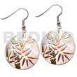 Hand Painted Earrings 35mm Round Hammershell W/ Embossed Handpainted Design