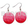 Hand Painted Earrings 35mm Round Pink Capiz 2 Tone Graduated Capiz W/ Webbing