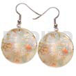 Hand Painted Earrings 35mm Round Hammershell W/ Embossed Handpainted Design