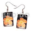 Hand Painted Earrings 35mm X 25mm Rectangular Blacktab W/ Embossed Handpainted Design