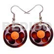 Hand Painted Earrings 35mm Round Blacktab W/ Embossed Handpainted Design