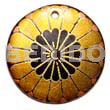Hand Painted Pendants Round 40mm Black Tab W/ Handpainted Design - Floral/embossed