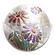 Hand Painted Pendants Round 50mm Kabibe Shell W/ Handpainted Design - Floral / Embossed