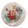 Hand Painted Pendants Round 50mm Kabibe Shell W/ Handpainted Design - Floral / Embossed