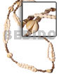 Hawaiian Polynesian Leis Philippine made Shell Beads Kukui Shell Lumbang Seeds Hawaii Tahitian Sigay Scallop-nassa White And Tiger- Length =40 In.