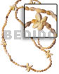 Hawaiian Polynesian Leis Philippine made Shell Beads Kukui Shell Lumbang Seeds Hawaii Tahitian Sigay Flower- Tiger Nassa / Length =40 In.