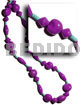 Hawaiian Polynesian Leis Philippine made Shell Beads Kukui Shell Lumbang Seeds Hawaii Tahitian Lei / Kukui Seeds And Nat. Wood Beads In Lavender Combi W/ Nassa Shells / 32 In