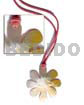 Leather Necklace with Shell Pendants Pink Leather Thong W/ 45 Mm Mop Flower Pendant