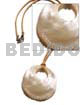 Leather Necklace with Shell Pendants Wax Cord W/ 50mm Round Hammershell W/glass Beads
