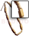 Bone Horn  Necklaces Bone W/ Groove Combined W/ 4-5mm Coco Pklt. Bleach & Metal Flat Beads