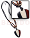 Bone Horn Necklaces 55mmx40mm Bone & Dark Amber Horn Pendant W/ 2 Layer Black Glass Beads & Wood Beads Combi