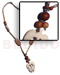 Bone Horn  Necklaces Turtle Shaped Carabao Bone Pendant In 2-3mm Coco Heishe & Wood Beads Combi