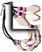 Bone Horn Necklaces 3 Rows Black Glass Beads W/ Carabao Diamond White Bone, White Rose In Pink Combi