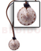 Bone Horn  Necklaces Leather Thong W/ Round Cunos Shell W/ Black Horn