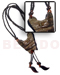 Bone Horn  Necklaces 2 Layers 2-3mm Coco Black Heishe W/ 50mmx60mmx30mm Tassled Carabao Horn Pendant / 18 In. Plus 2in. Tassles
