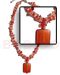 Bone Horn  Necklaces Red And Clear Stone Crystal Nuggets W/ Red Horn Rectangular Pendant