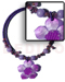 Seeds Necklaces 2-3mm Navy Blue Coco Heishe Wire Choker W/ Buri Seeds Accent And 45mm Graduated Lavender Hammershell Flower W/ Grooved Nectar Pendant