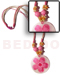 Seeds Necklaces 6 Layers Wax Cord W/ Buri Seeds And 60mm Handpainted Capiz Shell Pendant