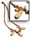 Seeds  Necklaces 3 Layers Wax Cord W/ Buri Seeds. Everlasting Luhuanus & 3 Pcs. Shell Pendants