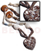 Seeds  Necklaces 2 Rows Coco Pklt Nat Brown W/ 30mm Texture Round Wood/buri Seeds/shells Accent And 60mm Crushed Troca Shells In Brown Textured Resin Stone Heart Pendant / 34in