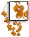Shell Necklace 3 Rows Raffia In Graduated Length W/ 21 Pcs. Round 15mm Orange Hammershell And Glass Beads Accent