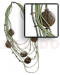Shell Necklace 5 Rows Graduated Multilayered Lime Green Glass Beads W/ Square Cut Hammershell And 35mm Round Hammershell Accent / Green Tones / 32 In