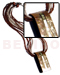 Shell Necklace 5 Layers Brown/ Beige Glass Beads W/ 52mmx25mm Cracking Laminated Brownlip/mop Shell W/ Inlaid Metal And Resin Backing Pendant