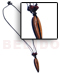 Wooden Necklace 40mmx13mm Pointed Wooden Surfboard W/ Fin Pendant On Wax Cord W/ Wood Beads Accent