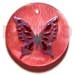 Bone Horn Pendants Round Peach 30mm Resin W/ Handpainted Butterfly Design - Floral/embossed