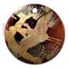 Bone Horn Pendants Round 40mm Blacktab W/ Handpainted Design - Bird / Embossed