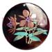 Bone Horn Pendants Round 40mm Blacktab W/ Handpainted Design - Floral / Embossed