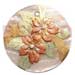 Bone Horn Pendants Round 40mm Hammershell W/ Handpainted Design - Floral / Embossed