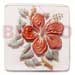 Bone Horn Pendants Square 35mm Clear White Resin W/ Handpainted Design - Floral / Embossed