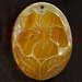 Carved Pendants Oval Mop W/ Skin Flower Carving Design 40mm